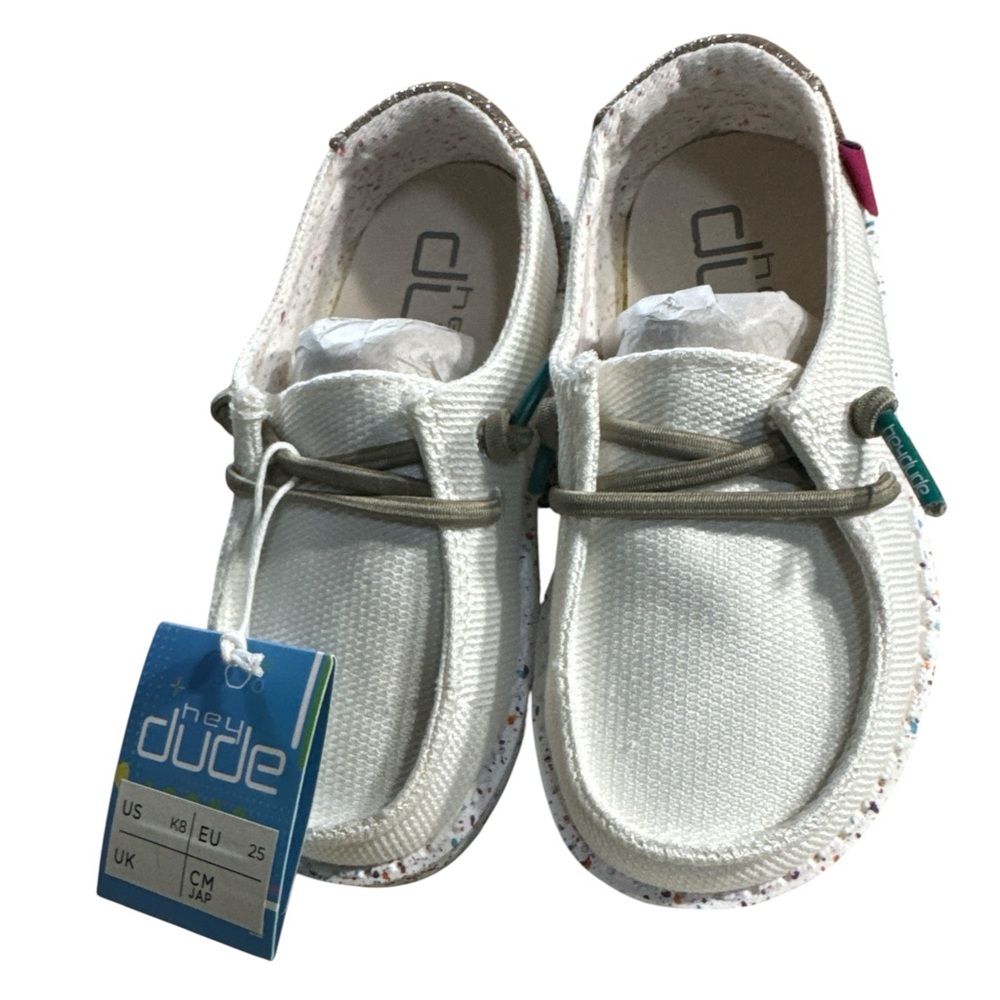 Hey Dude Wendy Toddler Disco White Slip-On Shoes Size K6 / EU 22 or K8 EU 25 - Picture 2 of 10